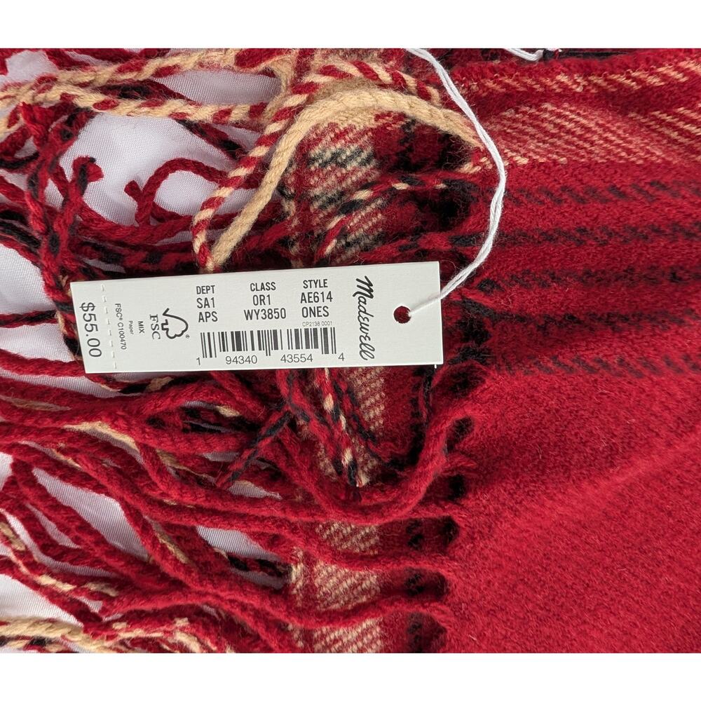 Madewell Red Tartan Plaid Cape Scarf Shawl Ruana - Picture 3 of 12